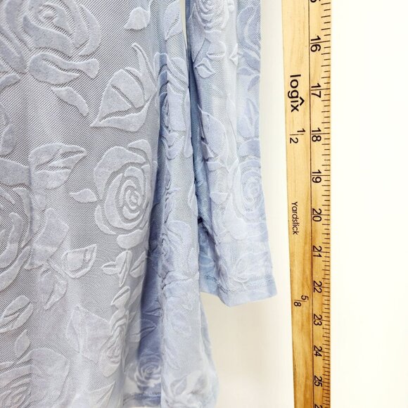 Blue Floral Jacquard Off-Shoulder Long Sleeve Dress Size XS - Picture 13 of 13